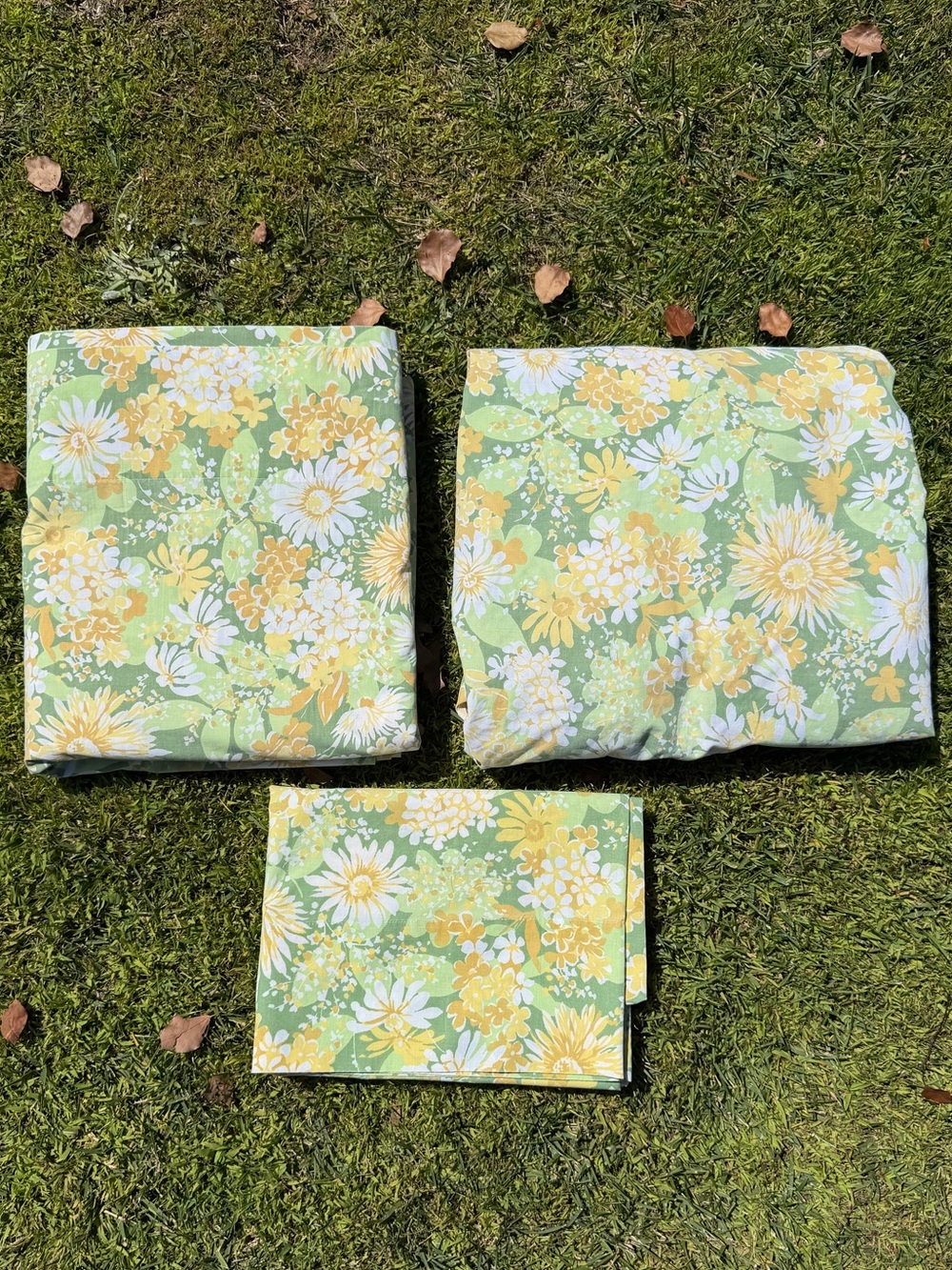 VTG Springmaid Wondercale Daisy Floral Flower Power Double Sheet Set Cutter READ